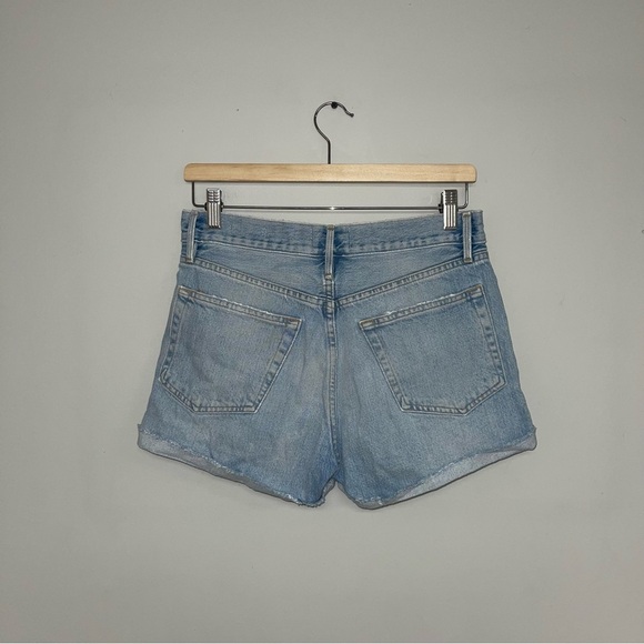 FRAME Jean Shorts Women's Size 27 Light Blue Denim Brigette Raw Hem Distressed - Picture 6 of 10